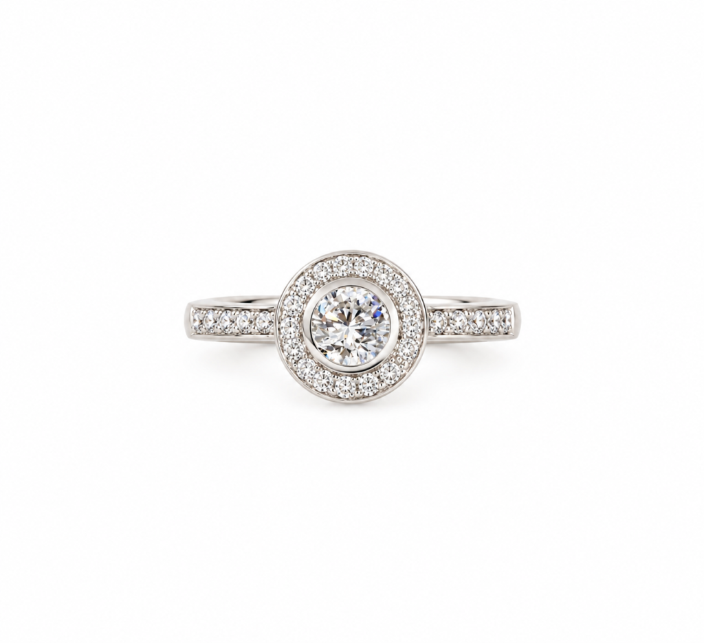 Eloise | 18ct White Gold Diamond Halo Ring