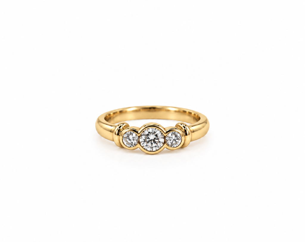 Amélie | 18ct Yellow Gold Three-Stone Diamond Ring