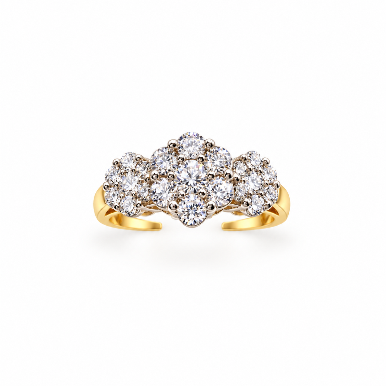 Anastasia | 18ct Yellow Gold Diamond Floral Cluster Ring