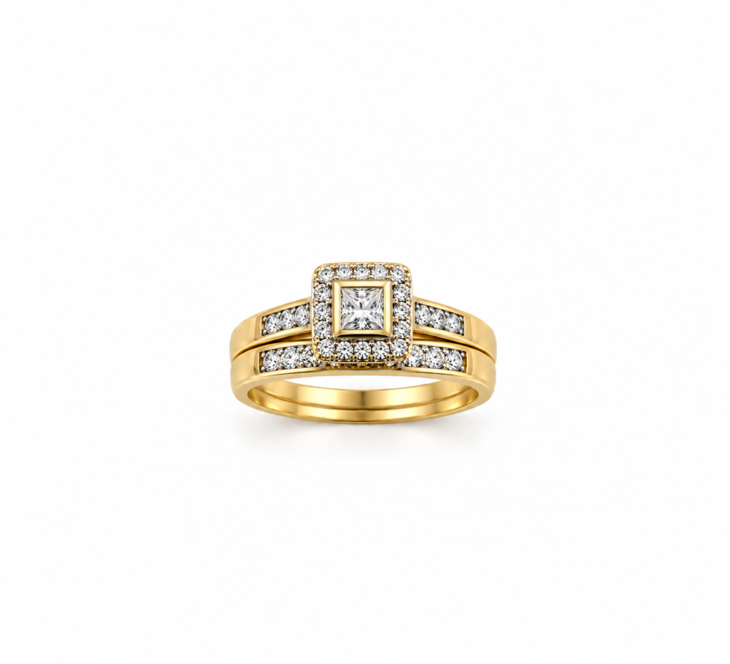 Aurelia | 18ct Yellow Gold Princess Cut Diamond Bridal Set