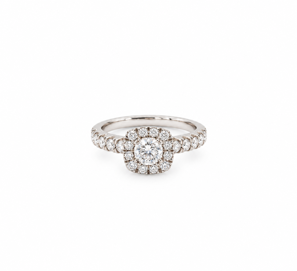 Arabella | 18ct White Gold Diamond Halo Ring