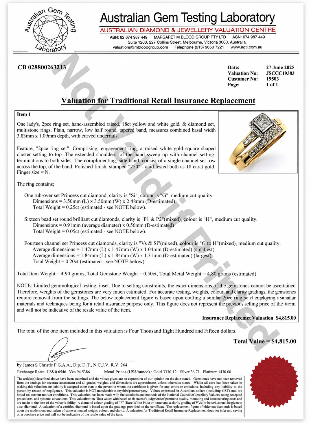 Aurelia | 18ct Yellow Gold Princess Cut Diamond Bridal Set - Image 2